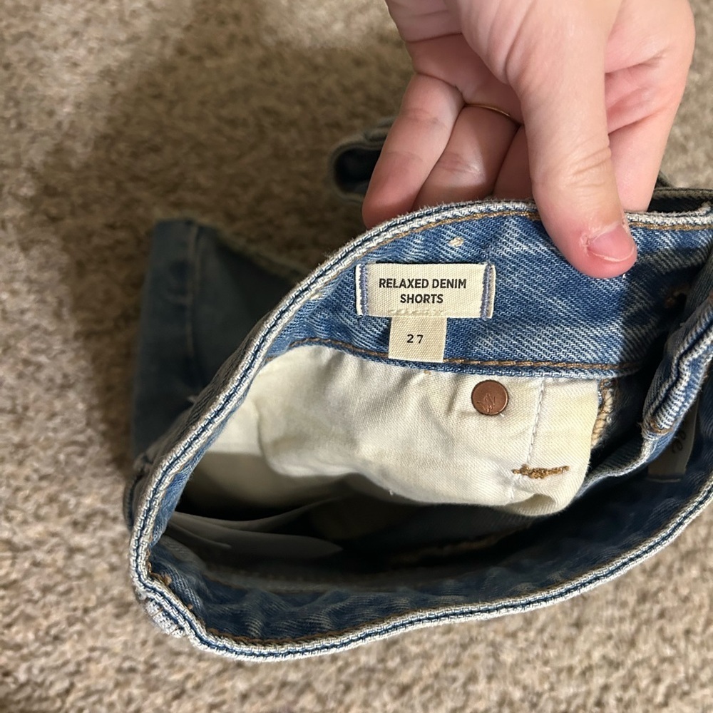 Madewell High Rise Relaxed Denim Shorts Cotton Distressed Cut Off Raw Hem Sz 27 - Picture 4 of 10